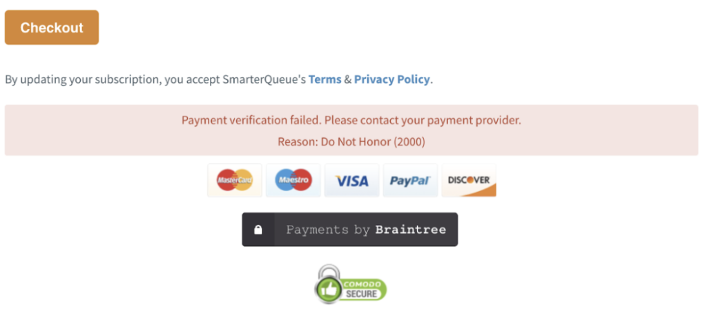 payment gateway failure